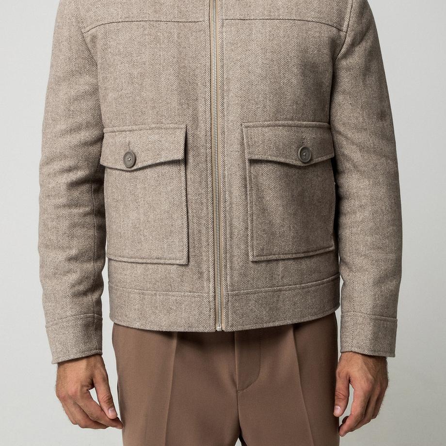 Manor Man Veste Herringbone avec col et poches avant  
