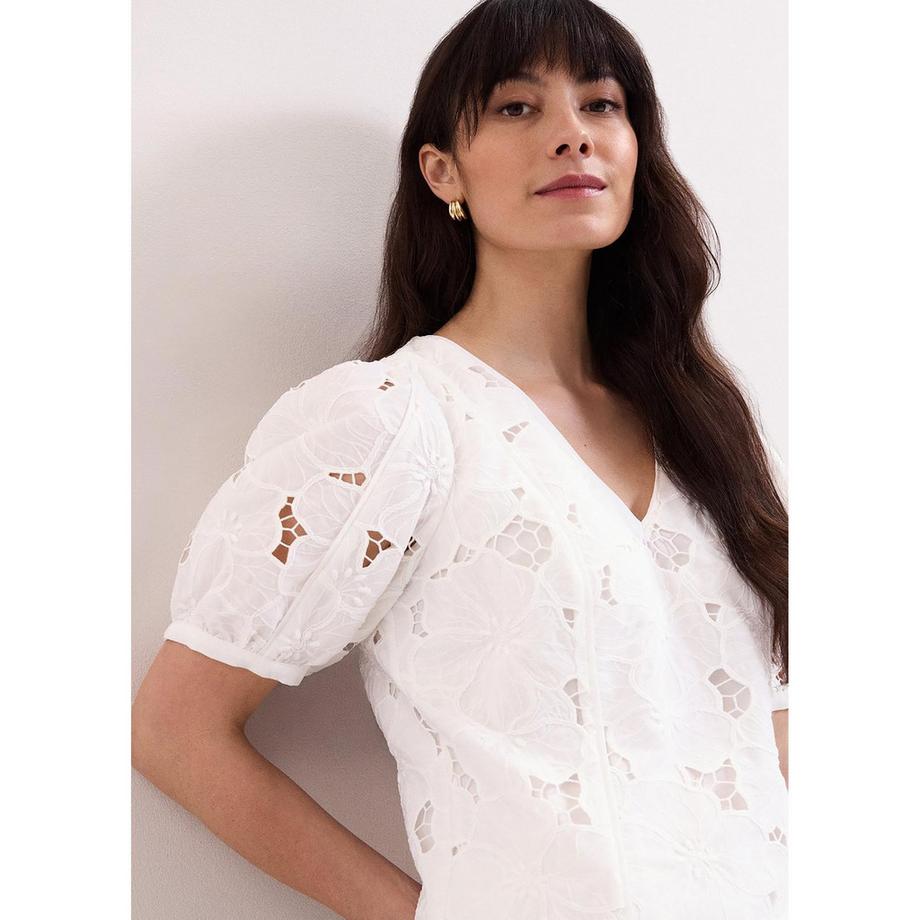 Phase Eight Chemisier brodé floral à manches bouffantes  
