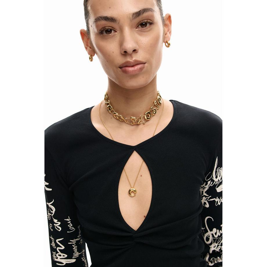 Desigual Langarm Keyhole T-Shirt  