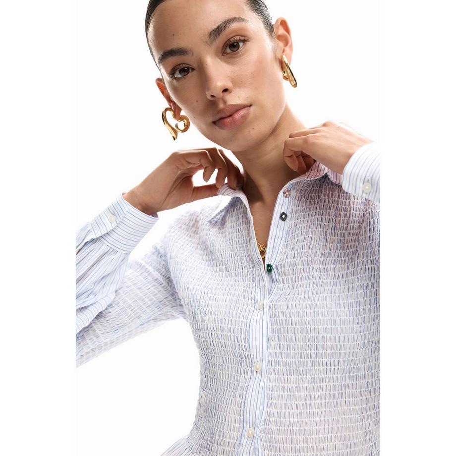 Desigual Chemisier rayé smocké  