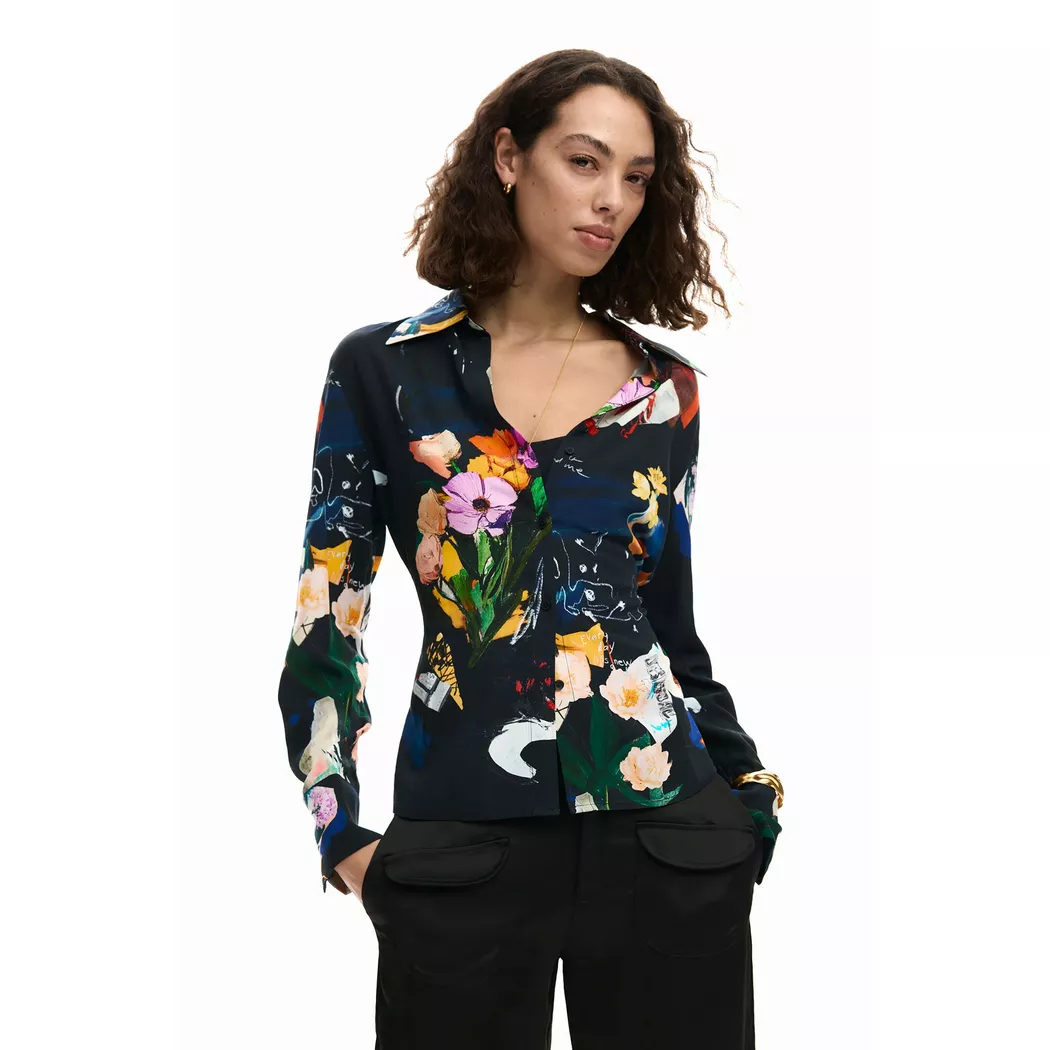 Desigual Chemise collage nouée BLACK XS female
