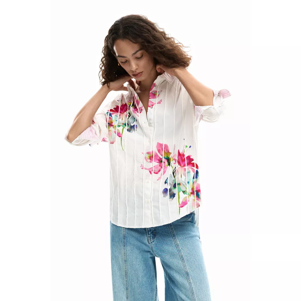 Desigual Chemise froncée à rayures WHITE M female 2