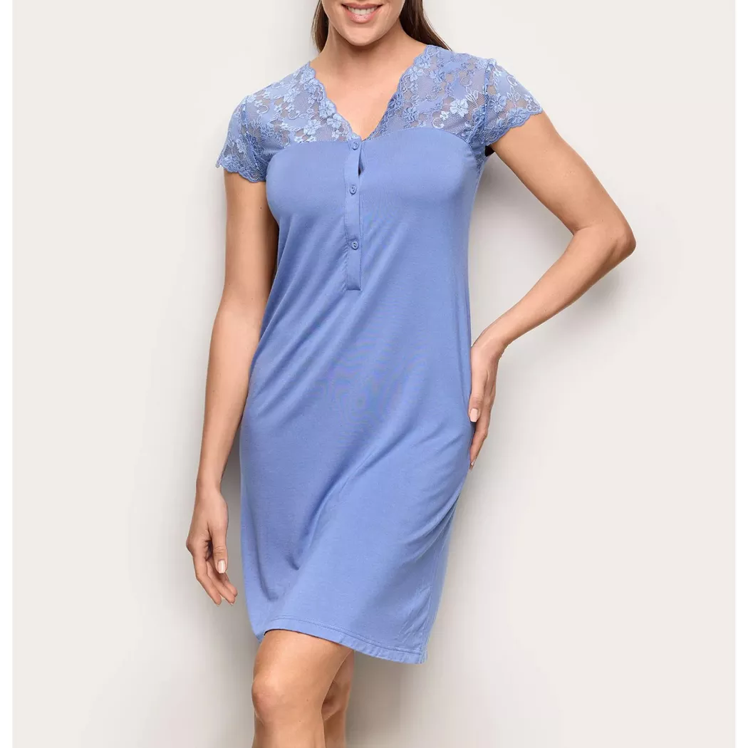 Yamamay - Shirt, kurzarm, für Damen, Blau Denim, Größe L