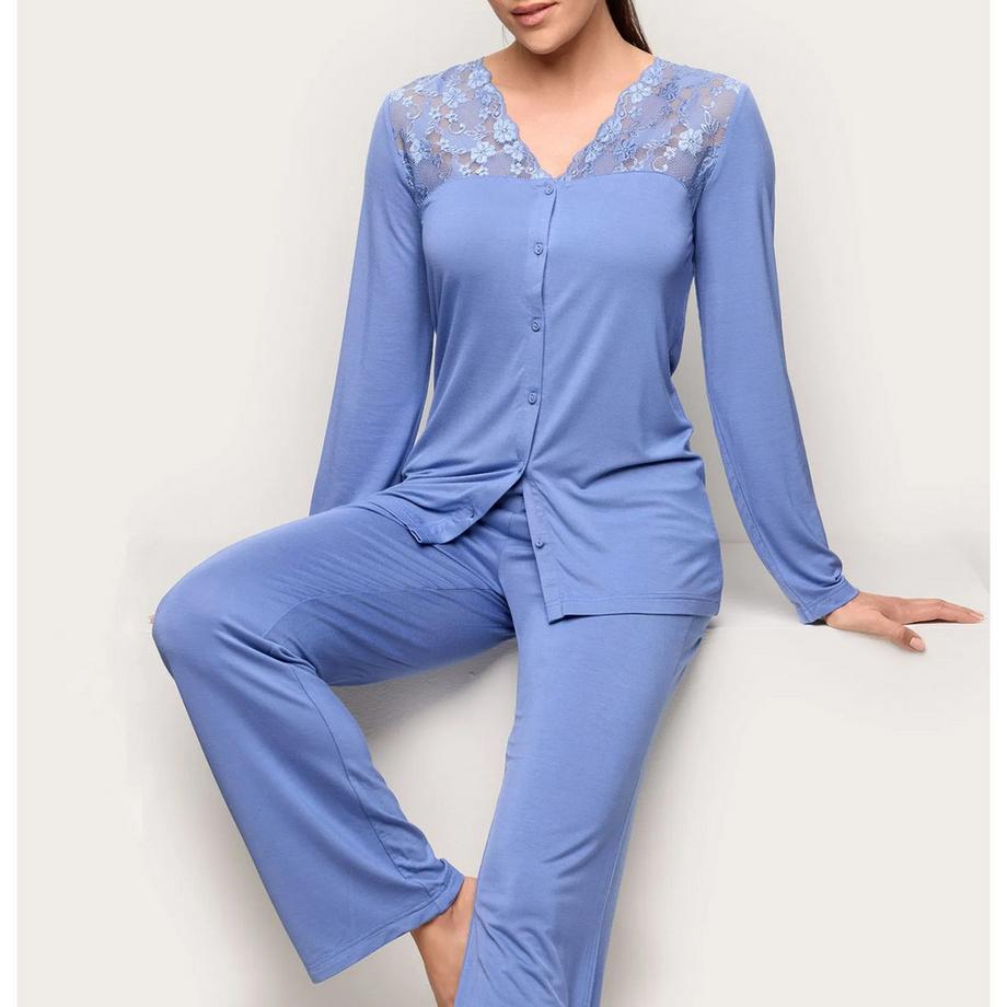 Yamamay Pigiama Maniche Lunghe con Dettaglio in Pizzo  