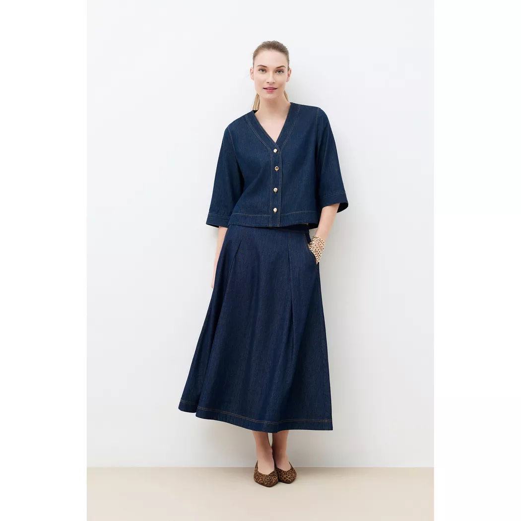 Caroll - Rock, für Damen, Blau Denim Dunkel, Größe 38