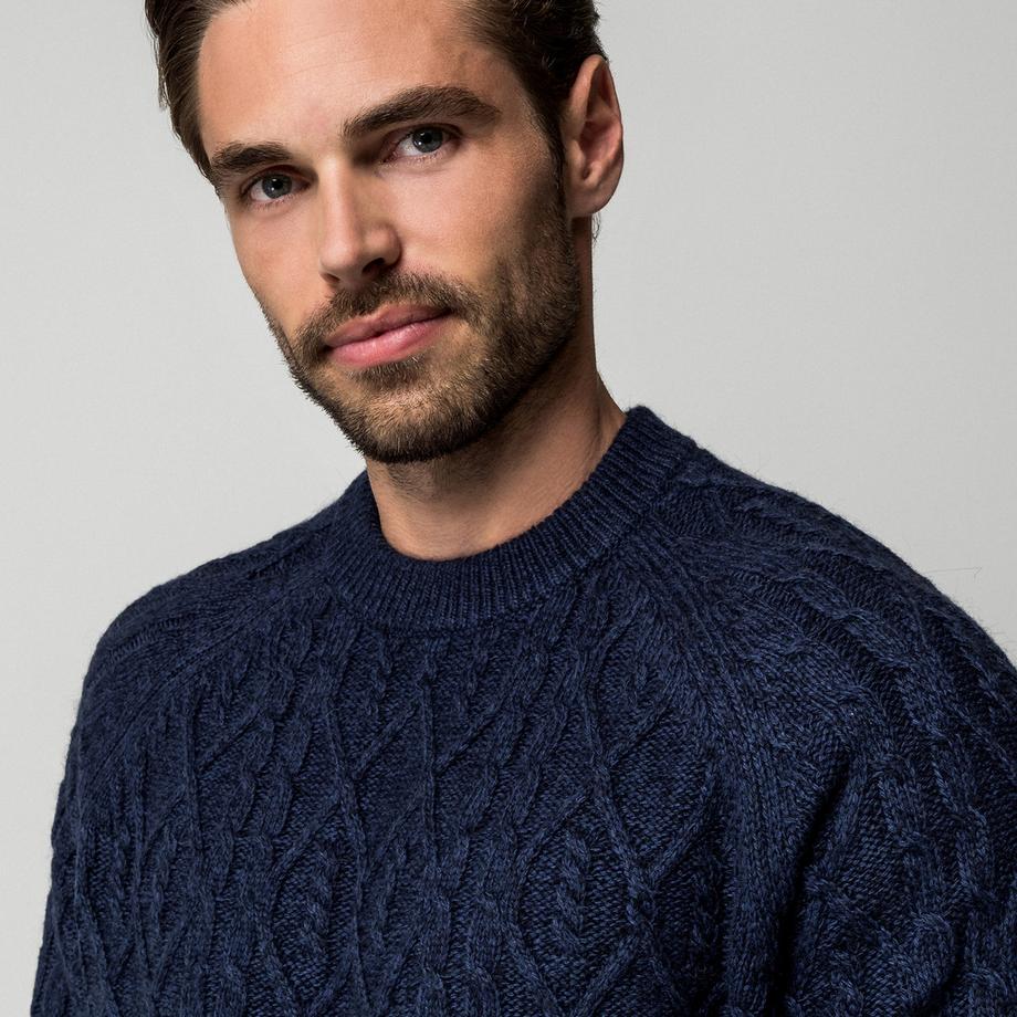Manor Man Gestrickter Pullover mit Zopfmuster  