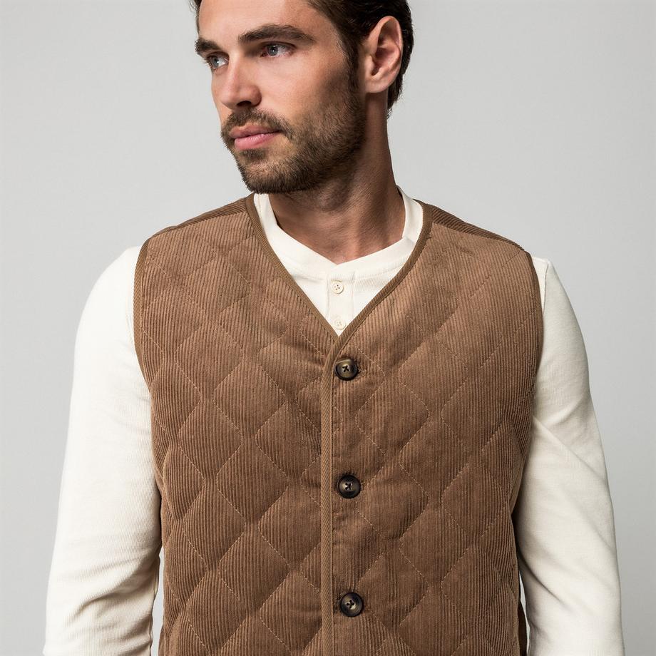Manor Man Gilet matelassé en velours côtelé  