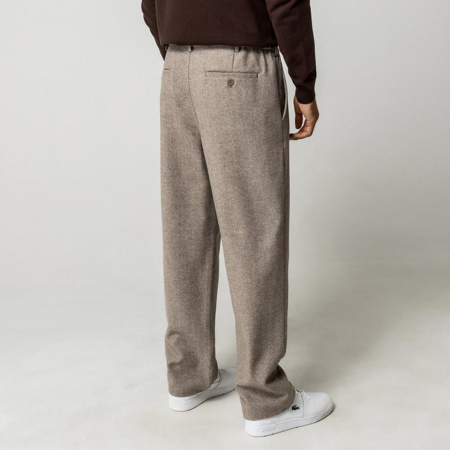 Manor Man Pantalon à carreaux en chevron et pinces  