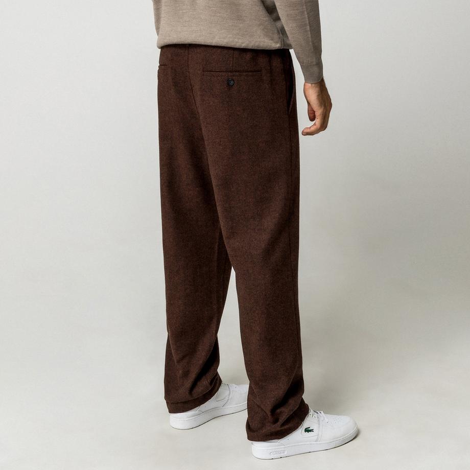 Manor Man Pantalon à carreaux en chevron et pinces  