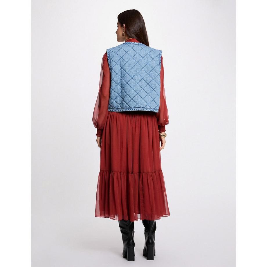 MORGAN Gilet en Jean Matelassé  