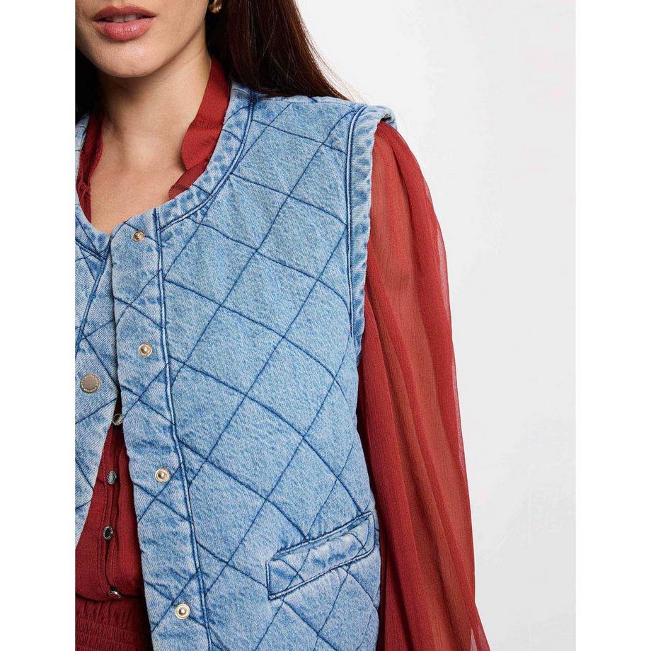 MORGAN Gilet en Jean Matelassé  