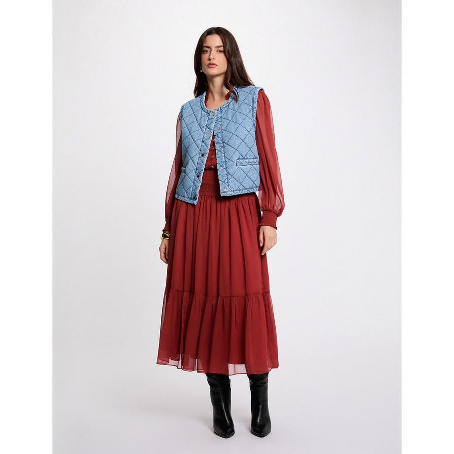 MORGAN Gilet en Jean Matelassé  