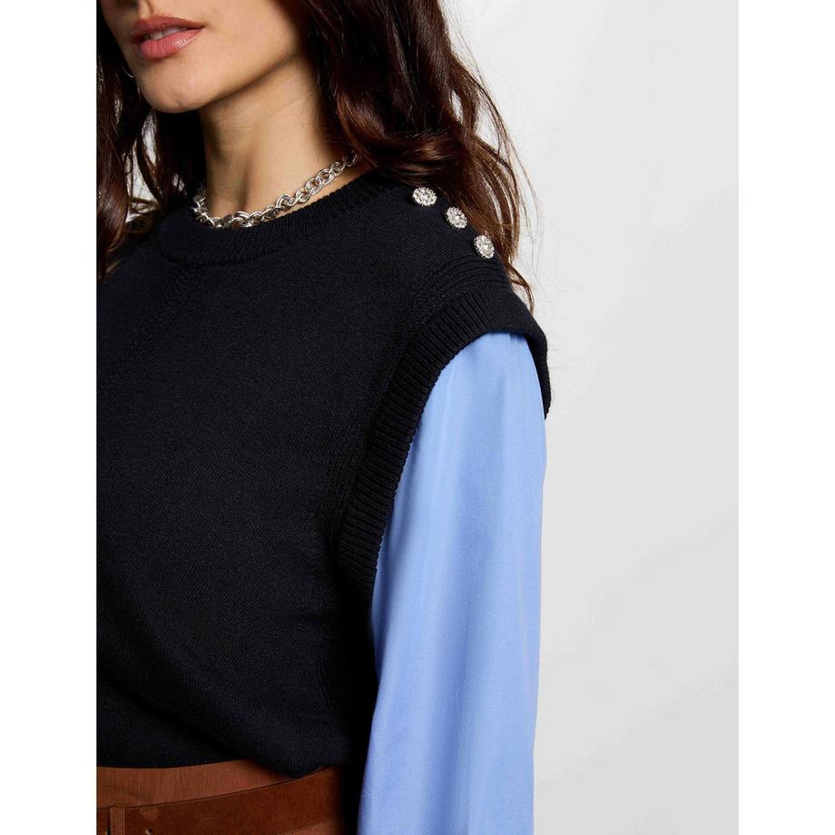 MORGAN Chemise manches longues avec gilet tricoté pour look superposé  