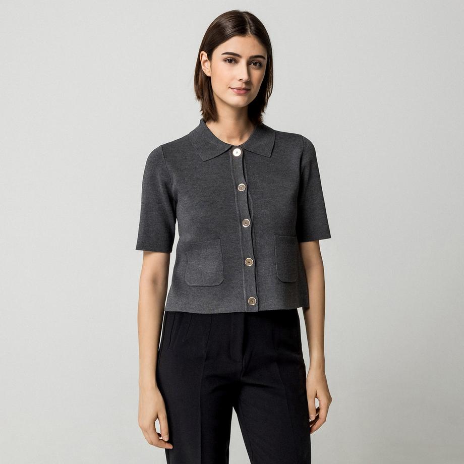 Manor Woman Cardigan manches courtes avec col  