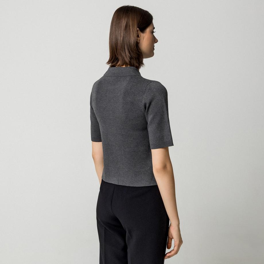 Manor Woman Cardigan manches courtes avec col  