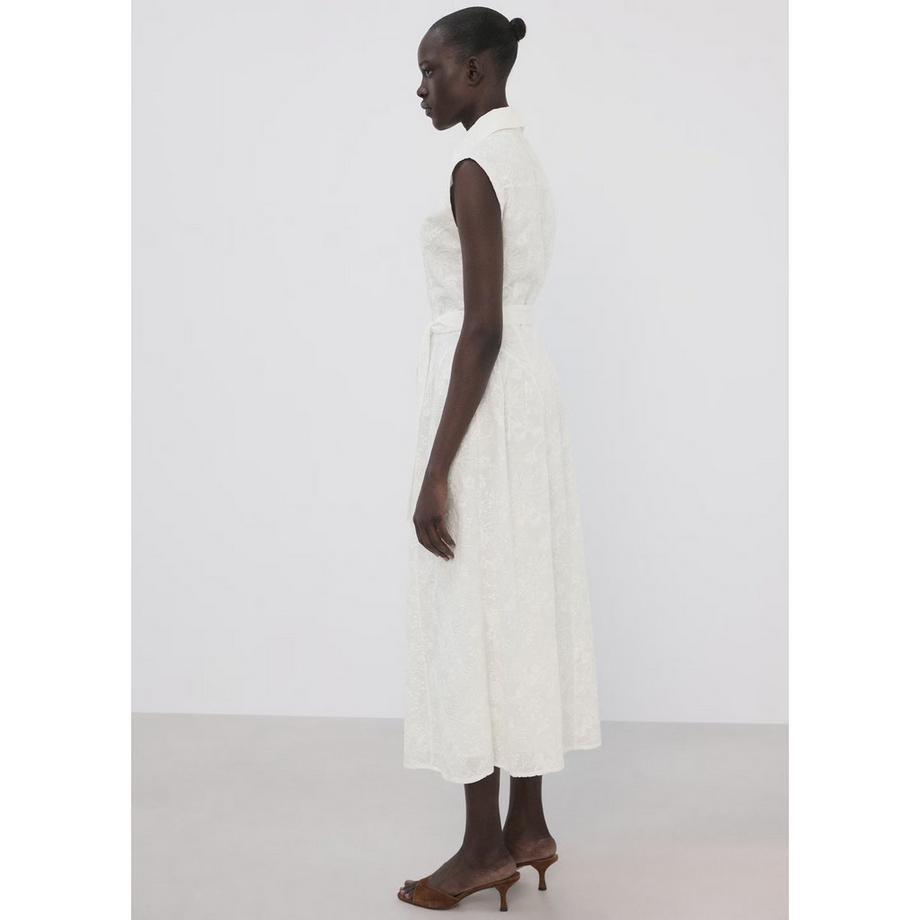 MANGO CATA Ärmelloses besticktes Midi-Hemdblusenkleid  