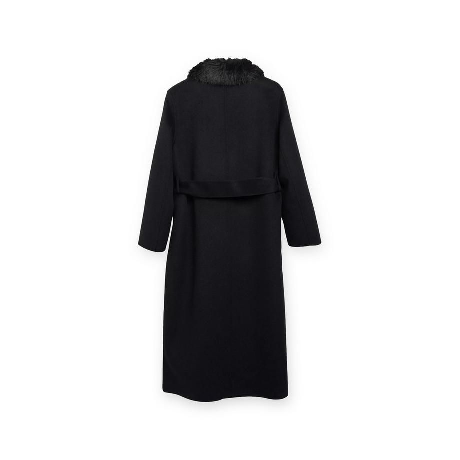 S. Oliver Black Label Manteau à double boutonnage avec col en fausse fourrure  