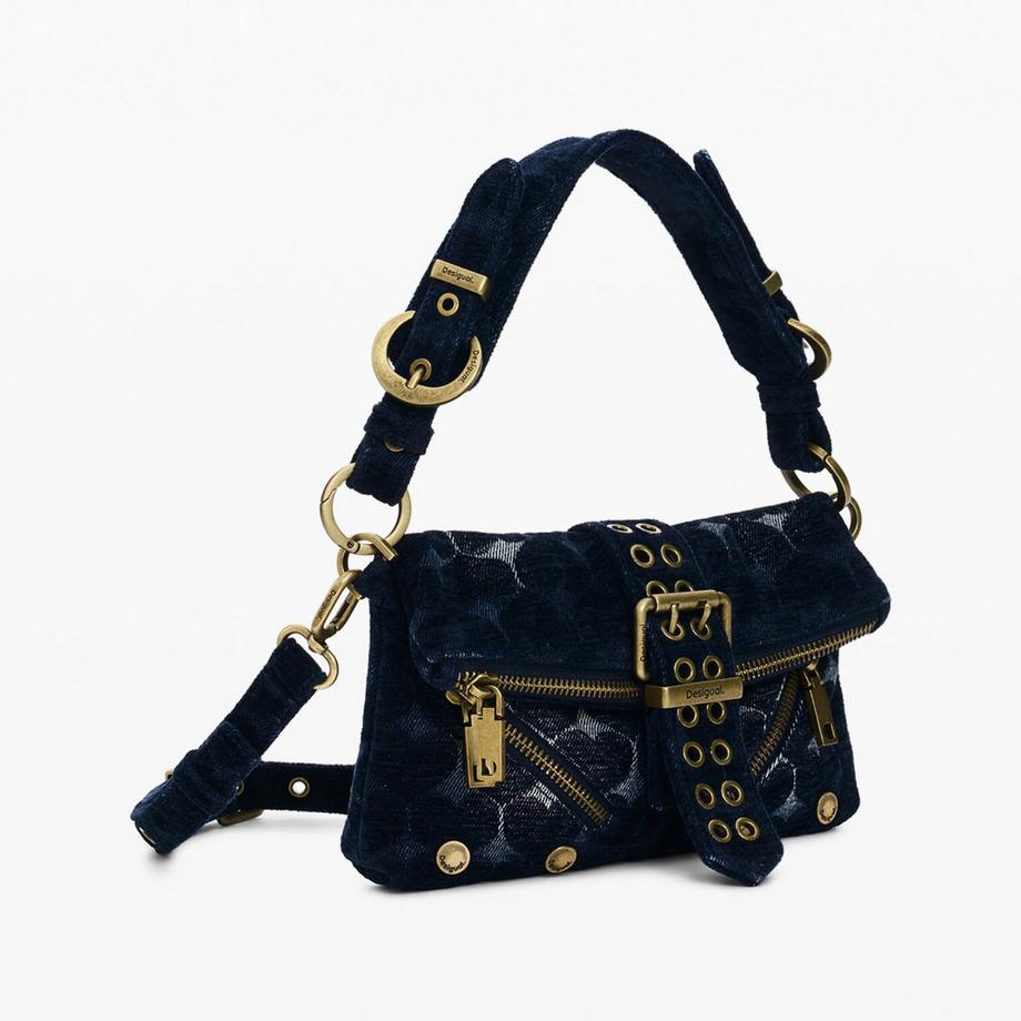 Desigual Borsa a tracolla in denim con motivo a cuore  