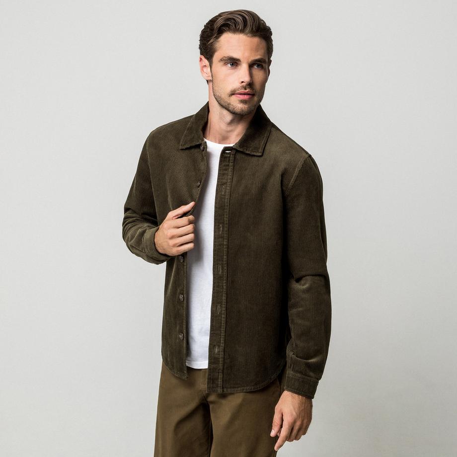 Manor Man Chemise en velours côtelé  