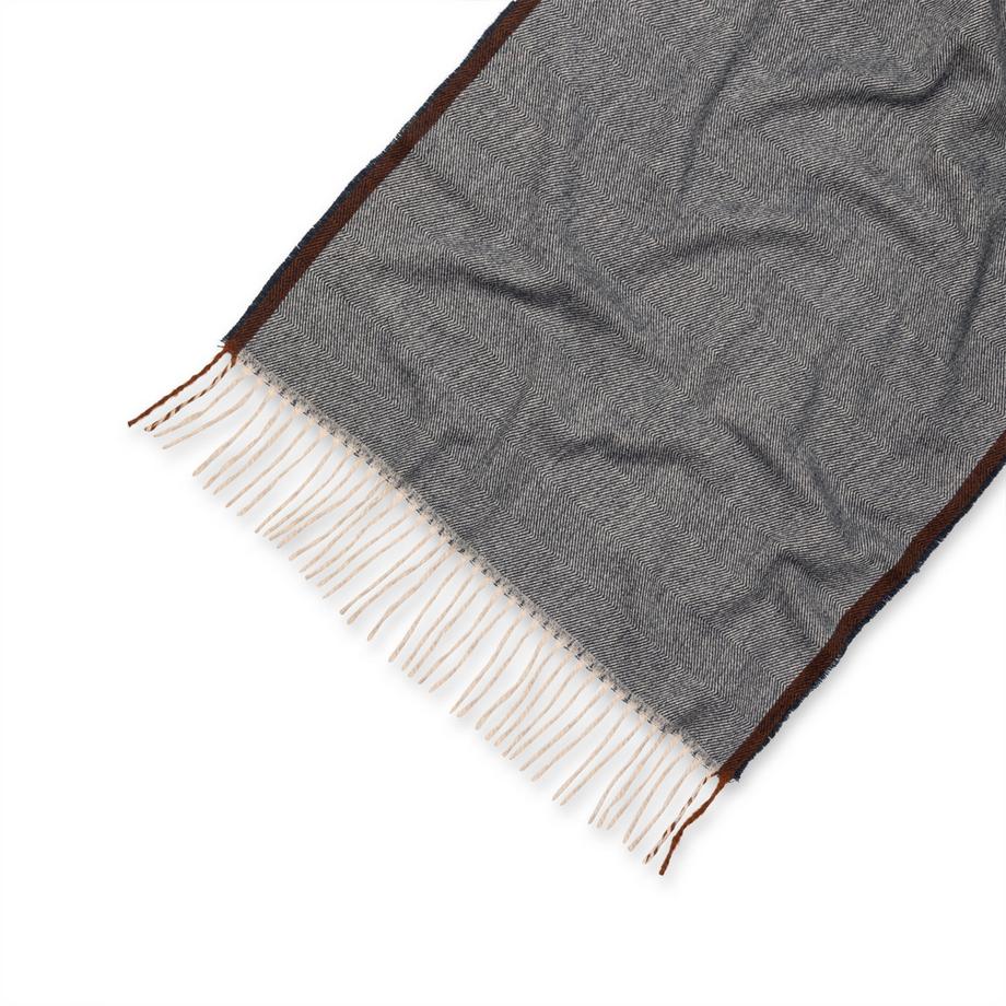Manor Man Sciarpa Herringbone con frange  