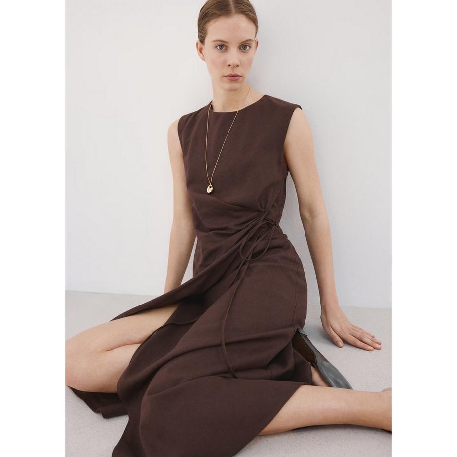MANGO PENNY2 Abito Midi Senza Maniche con Dettaglio Incrociato  