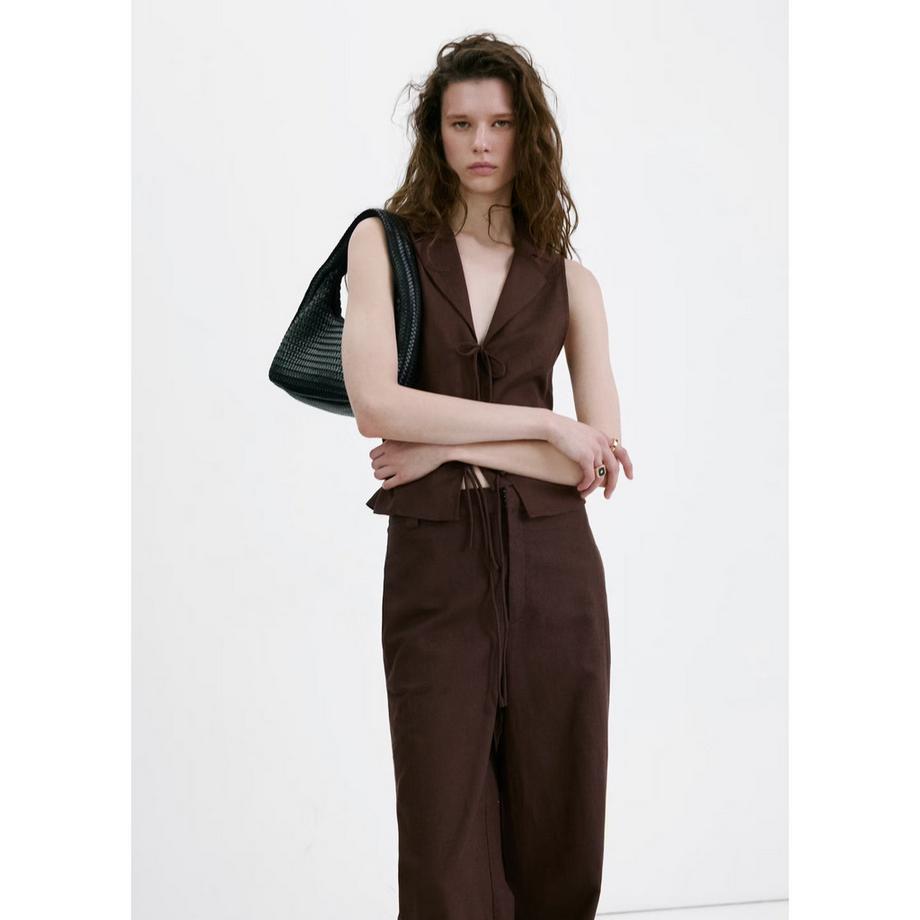 MANGO LINOVIS Chemisier sans Manches avec Fermeture à Nouer  