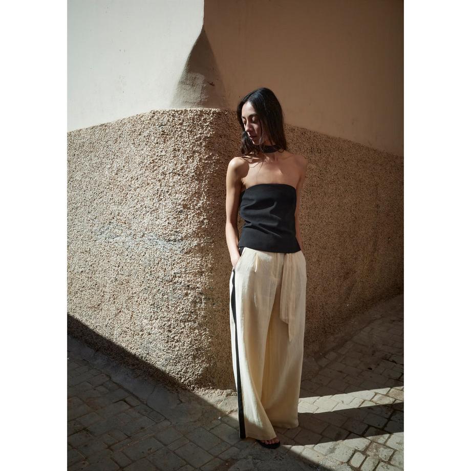 MANGO BUTTER Weite Hose mit Seitenstreifen  