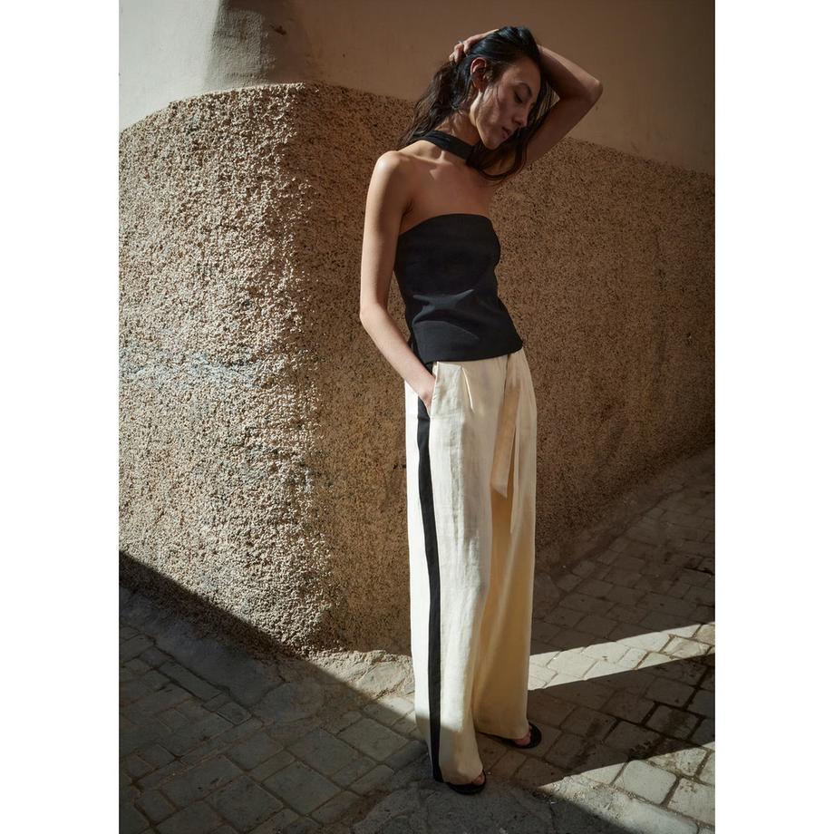 MANGO BUTTER Weite Hose mit Seitenstreifen  