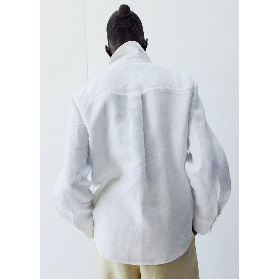 MANGO LINO Camicetta a Maniche Lunghe con Taschino sul Petto  