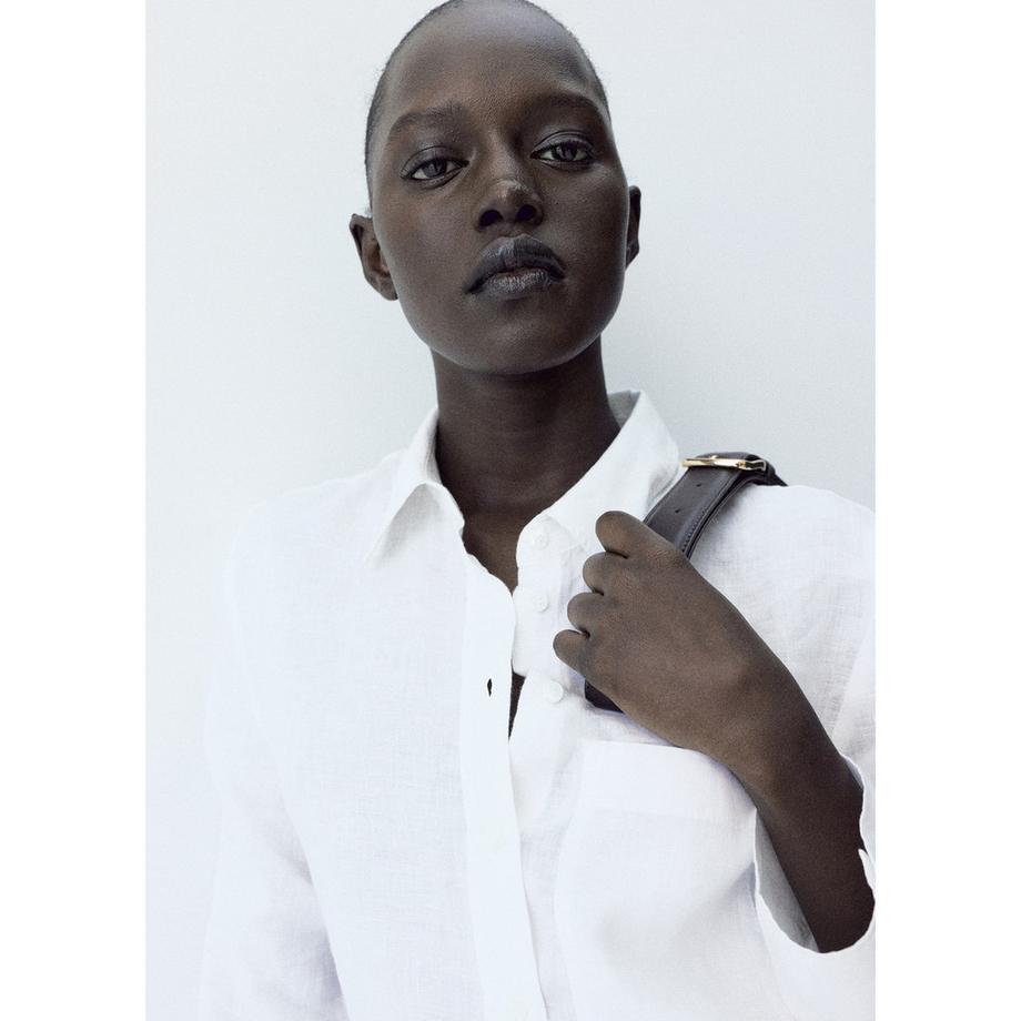 MANGO LINO Camicetta a Maniche Lunghe con Taschino sul Petto  