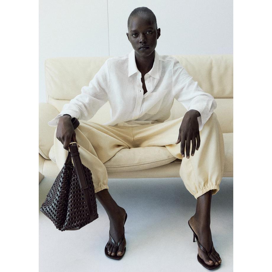 MANGO LINO Camicetta a Maniche Lunghe con Taschino sul Petto  