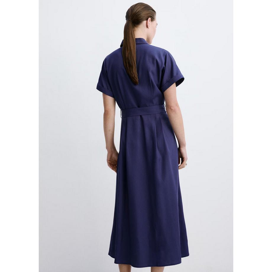MANGO SAFA Robe Chemise Midi Ceinturée Manches Courtes  