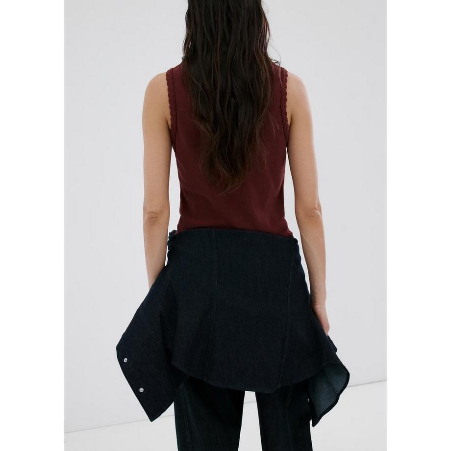 MANGO LOTA Top côtelé avec dentelle  