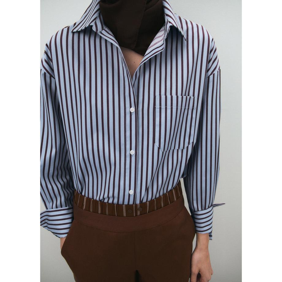 MANGO FONTANA Chemisier Rayé à Manches Longues  