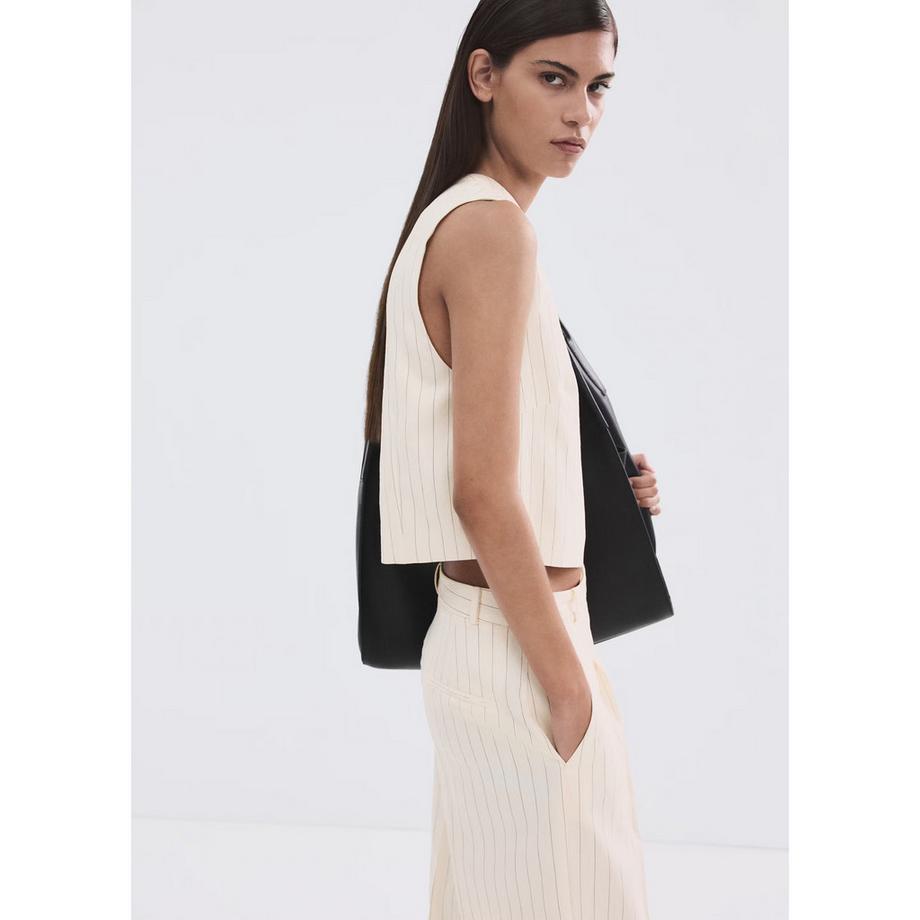 MANGO CADENA Ärmelloses gestreiftes Top mit hohem Kragen  
