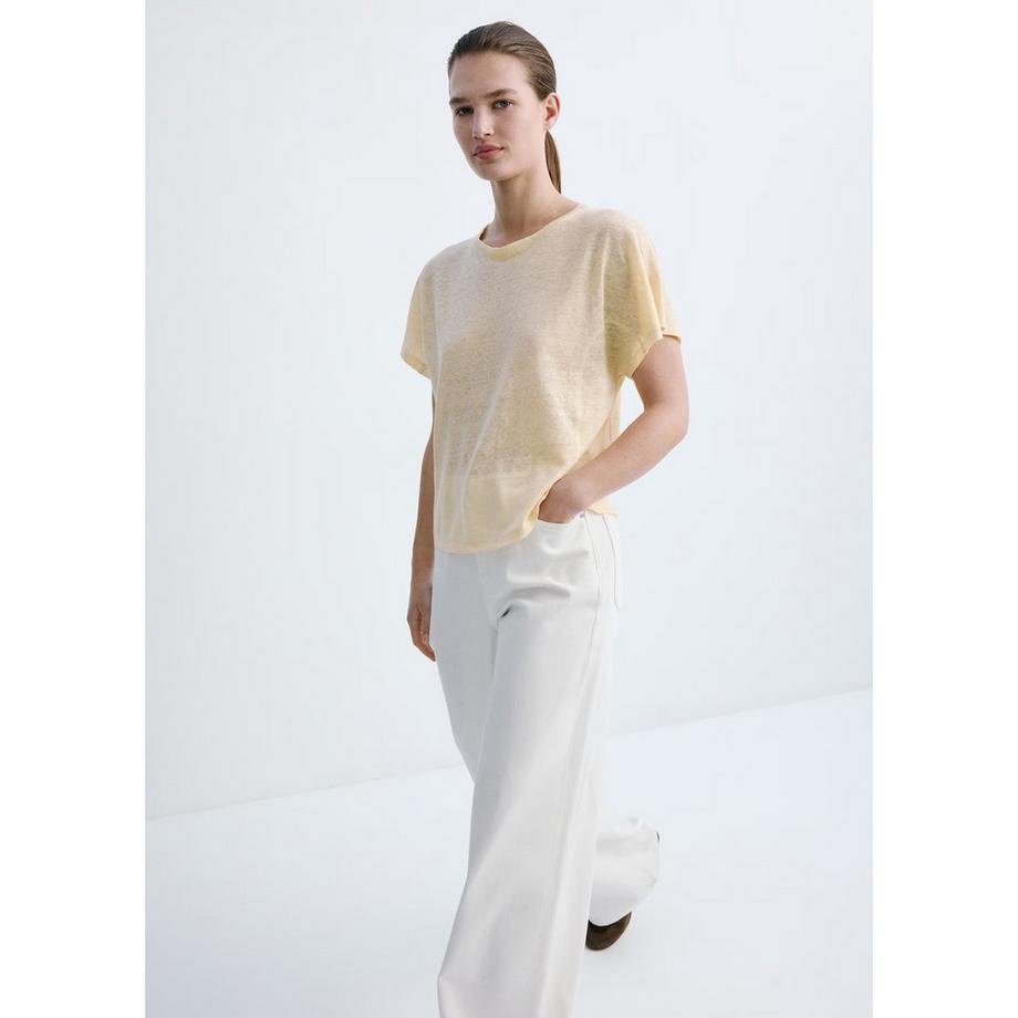 MANGO LINU T-shirt a Maniche Corte Girocollo  
