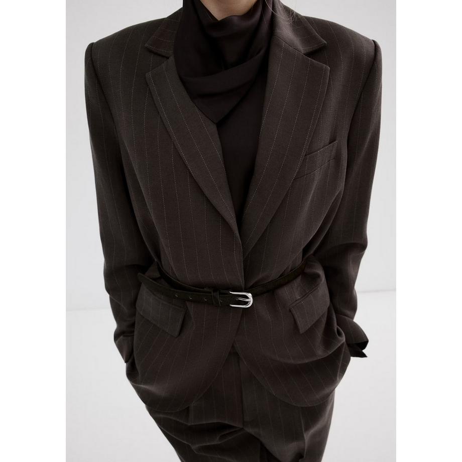 MANGO VBBALI Blazer Gessato con Cintura  