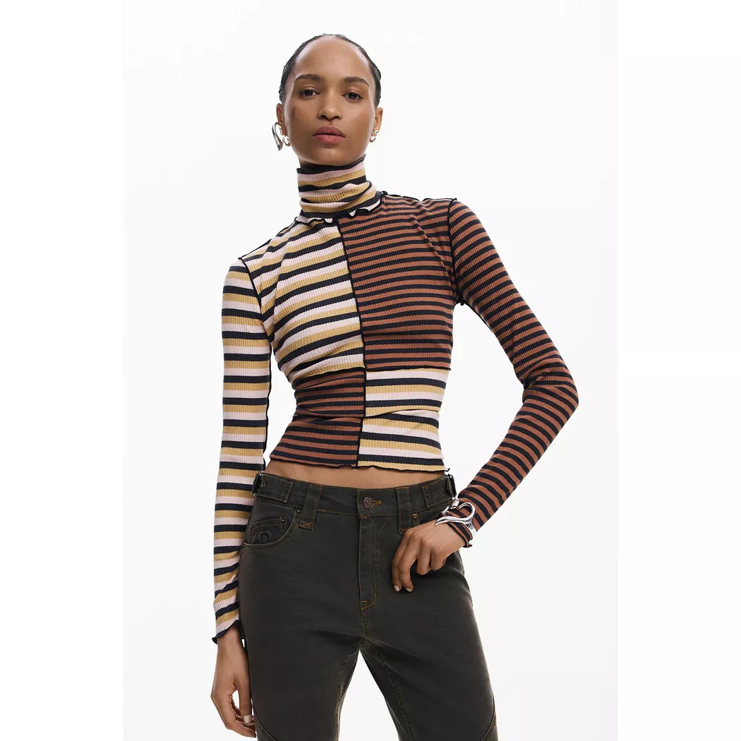 Desigual T-shirt textures BROWN S female 3