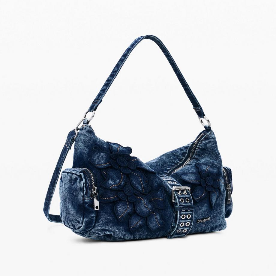 Desigual Sac à Bandoulière en Denim avec Détail Floral  