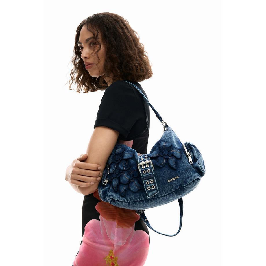 Desigual Sac à Bandoulière en Denim avec Détail Floral  