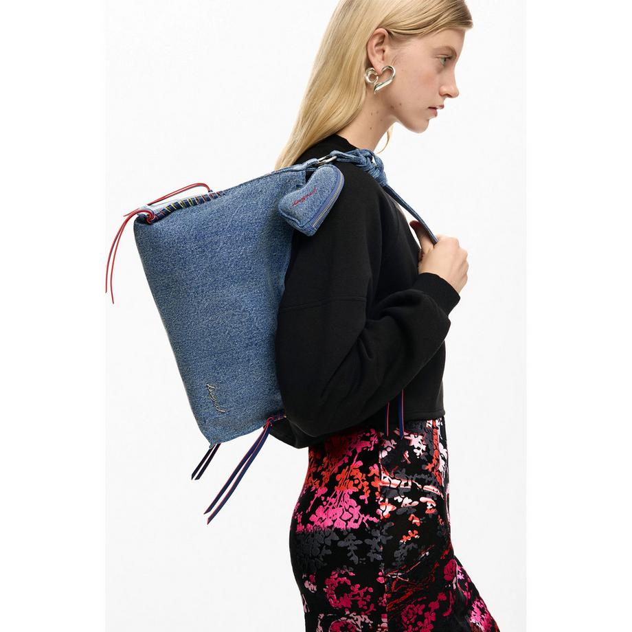 Desigual Sac à bandoulière en denim avec porte-monnaie en forme de cœur  
