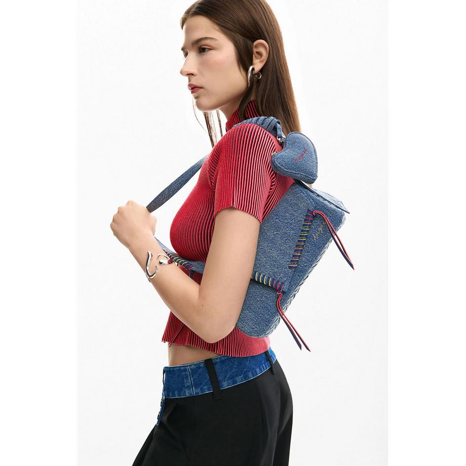 Desigual Sac bandoulière en denim avec porte-monnaie en forme de cœur  