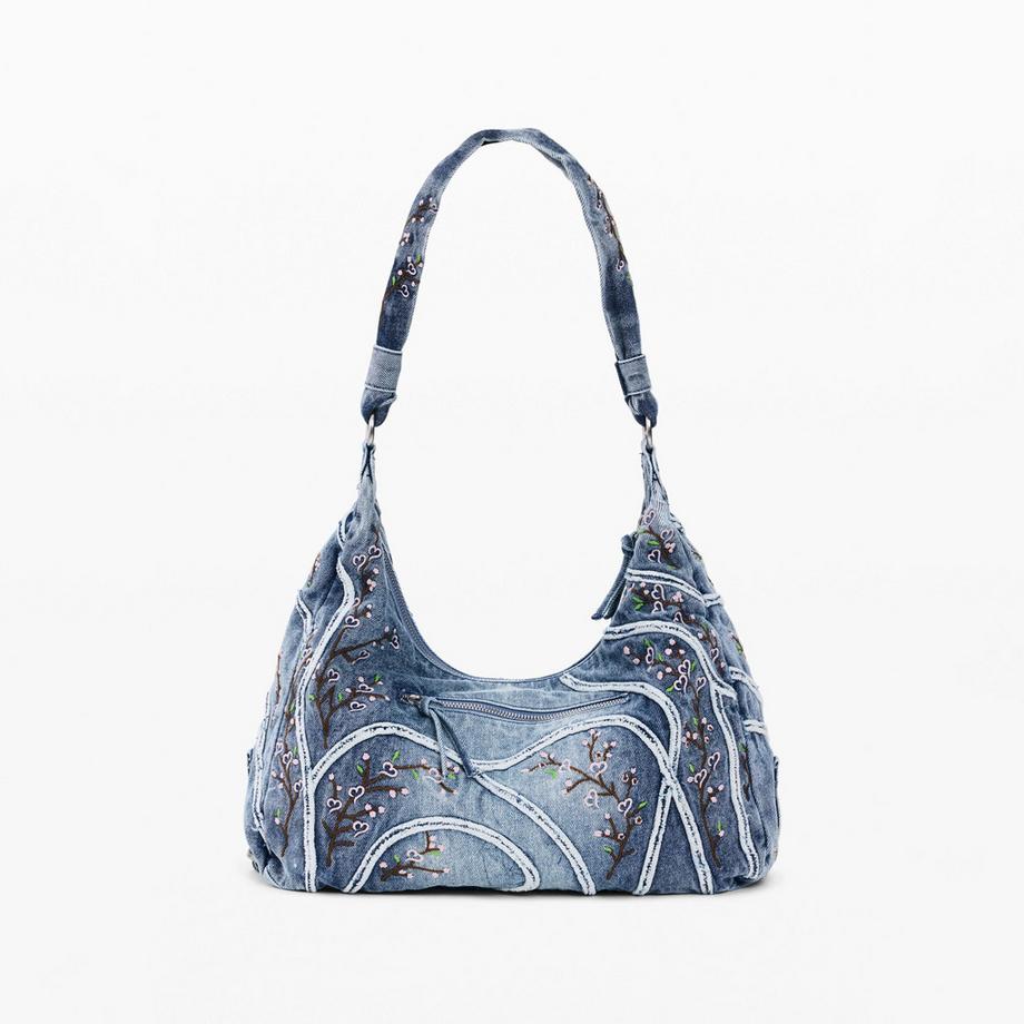 Desigual Sac à bandoulière en denim avec broderie florale  