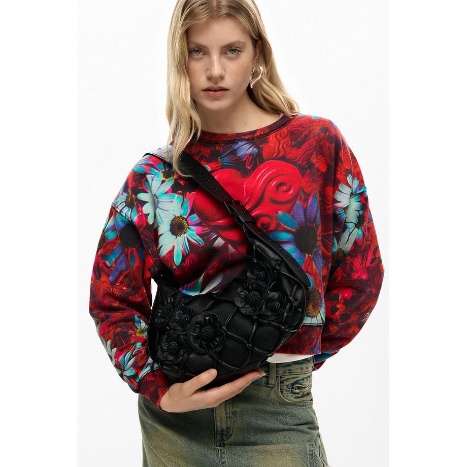 Desigual Sac à bandoulière avec appliqués floraux  