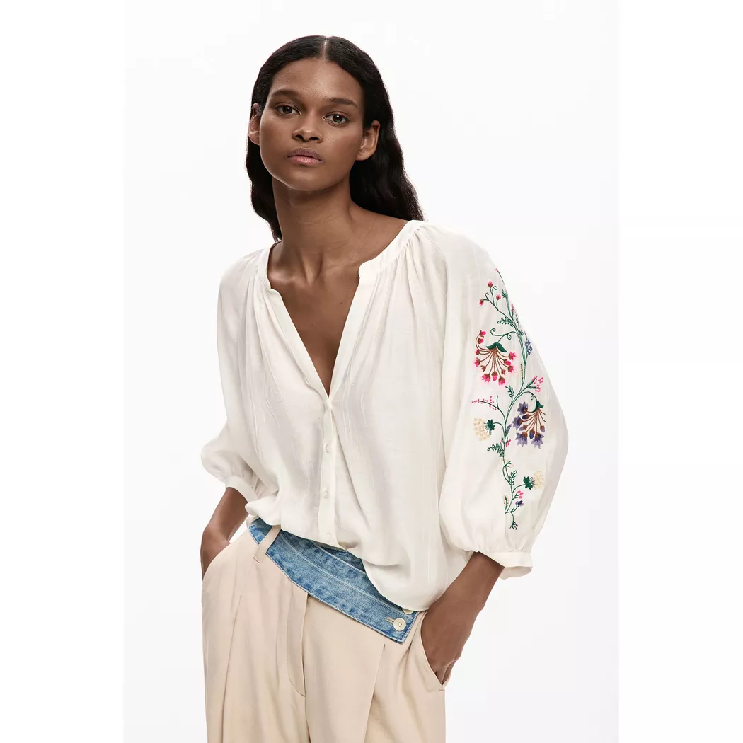 Desigual Blouse manches brodées WHITE M female 2