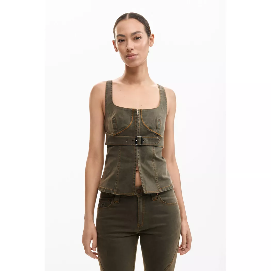 Desigual Blouse à bretelles ajustée GREEN M female