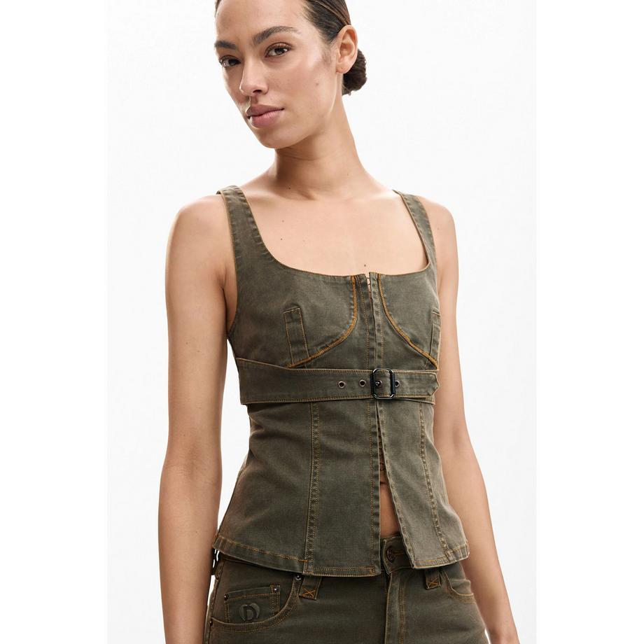 Desigual Camicetta senza maniche con dettaglio fibbia  