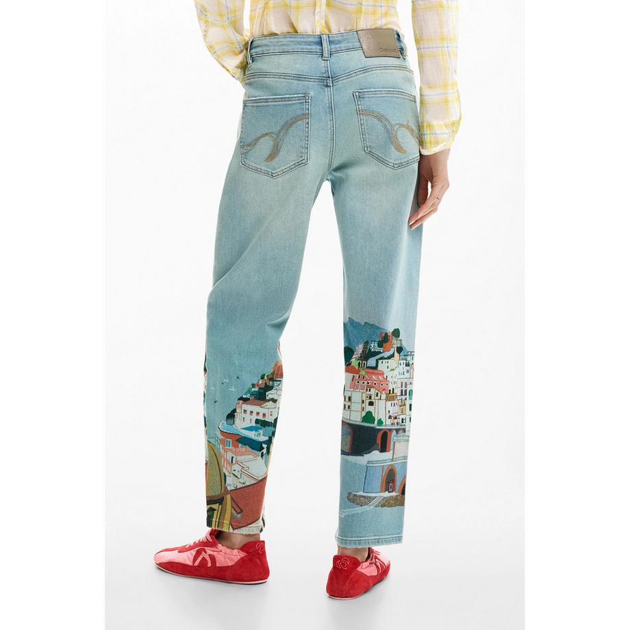 Desigual Jeans Stampato Relaxed Loose Fit Lunghezza Caviglia  