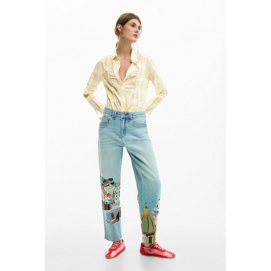 Desigual Jeans Stampato Relaxed Loose Fit Lunghezza Caviglia  