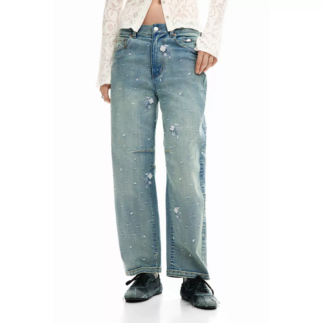 Desigual Pantalon en jean patchwork BLUE 44 female 6